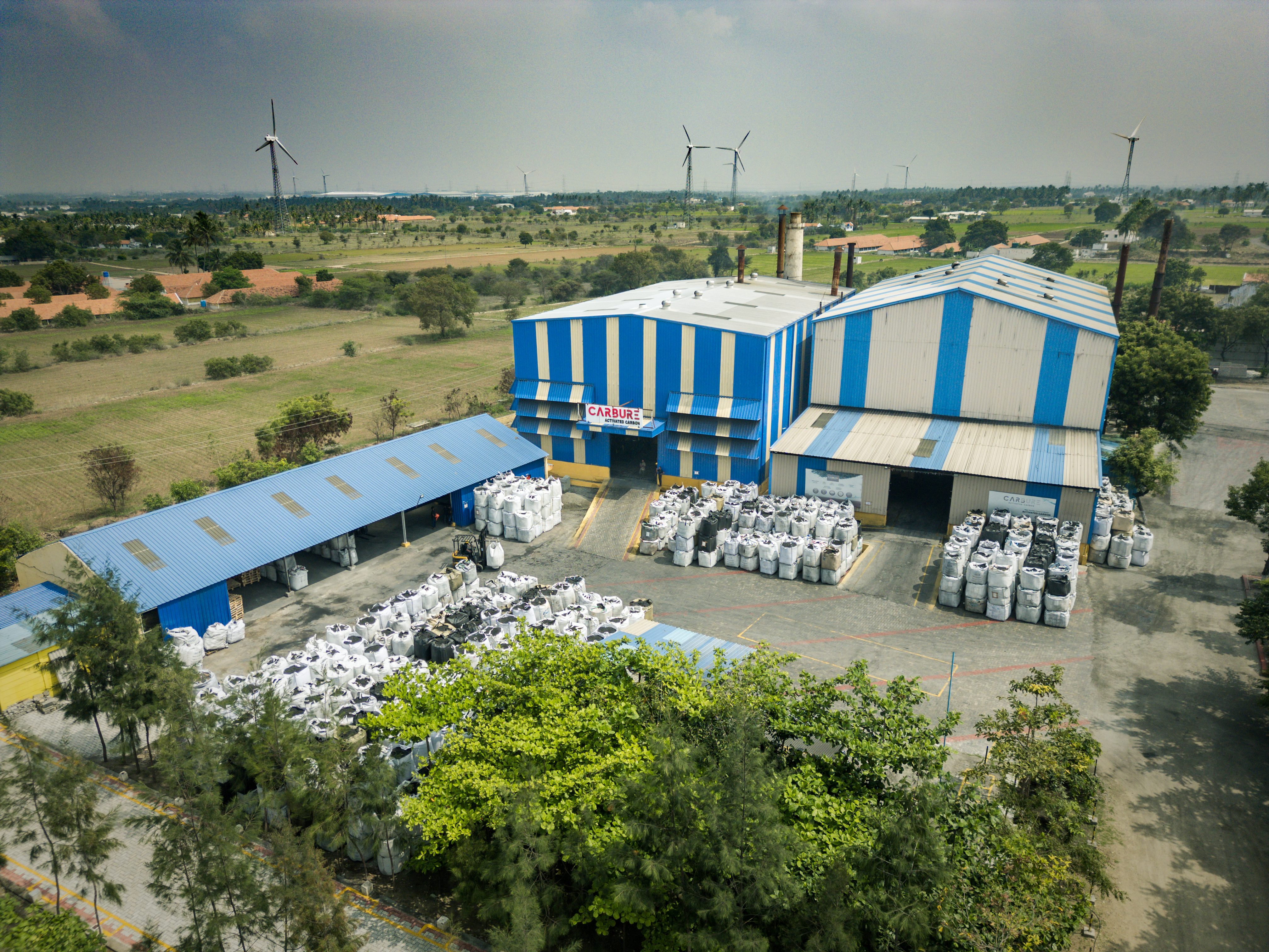 Close-up of acid-washed activated carbon granules