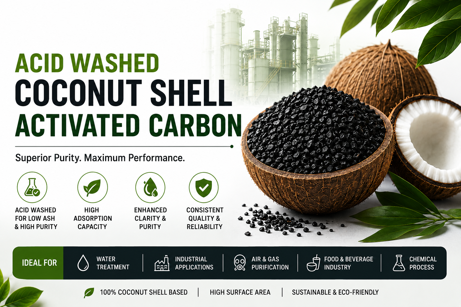 Acid Washed Coconut Shell Activated Carbon